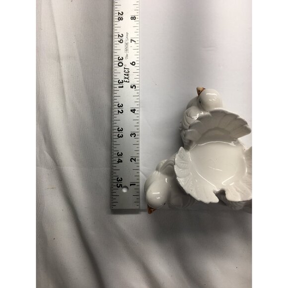 Vintage Giftco Candle Trinket Holder Three White Dove Birds Ceramic - Picture 8 of 8